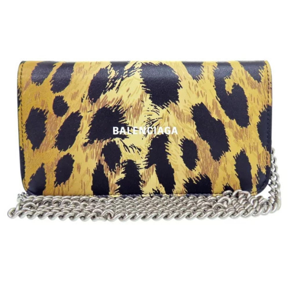 Balenciaga chain shoulder bag leopard leather